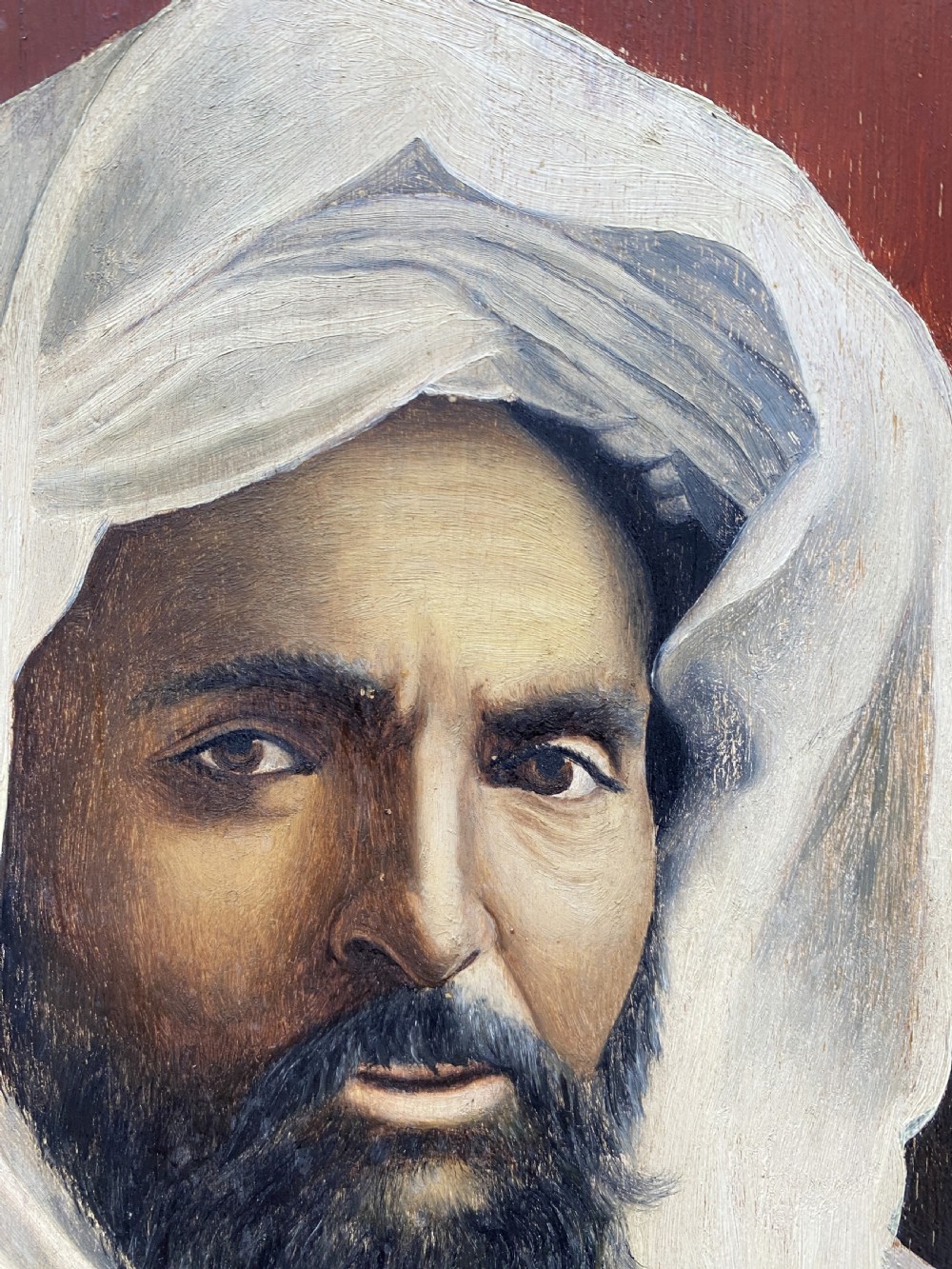 FINE LATE 19thc SIGNED OIL ON PANEL PORTRAIT PAINTING OF A HANDSOME ARABIC GENT View VIII