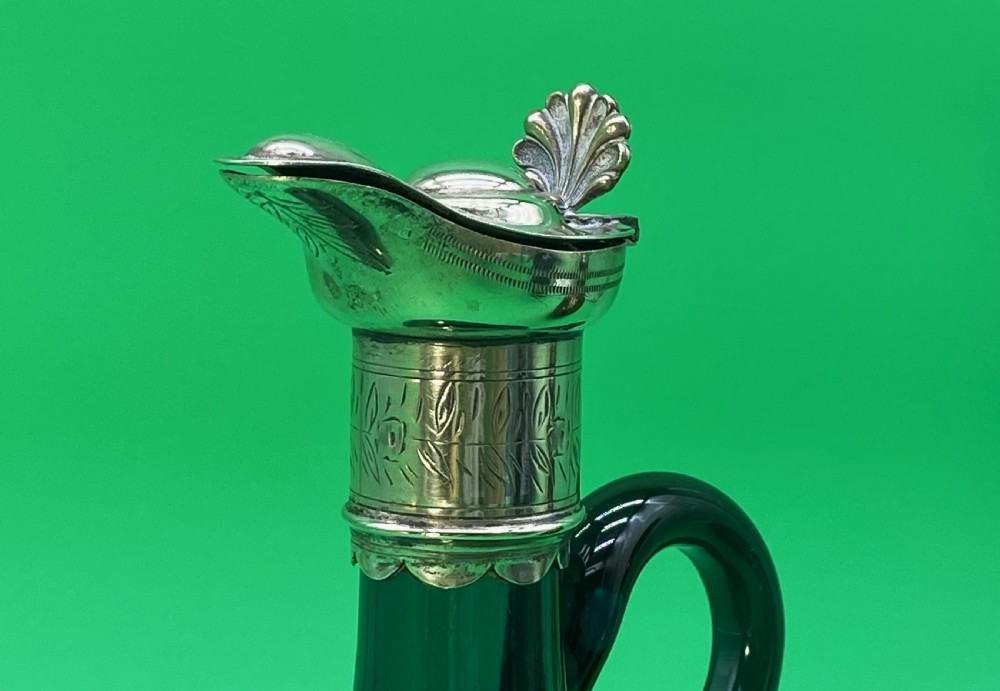 3 Bristol Blue Glass HAND-BLOWN GREEN BLUE BROWN DECANTER BOTTLE 19thc VICTORIAN View XII