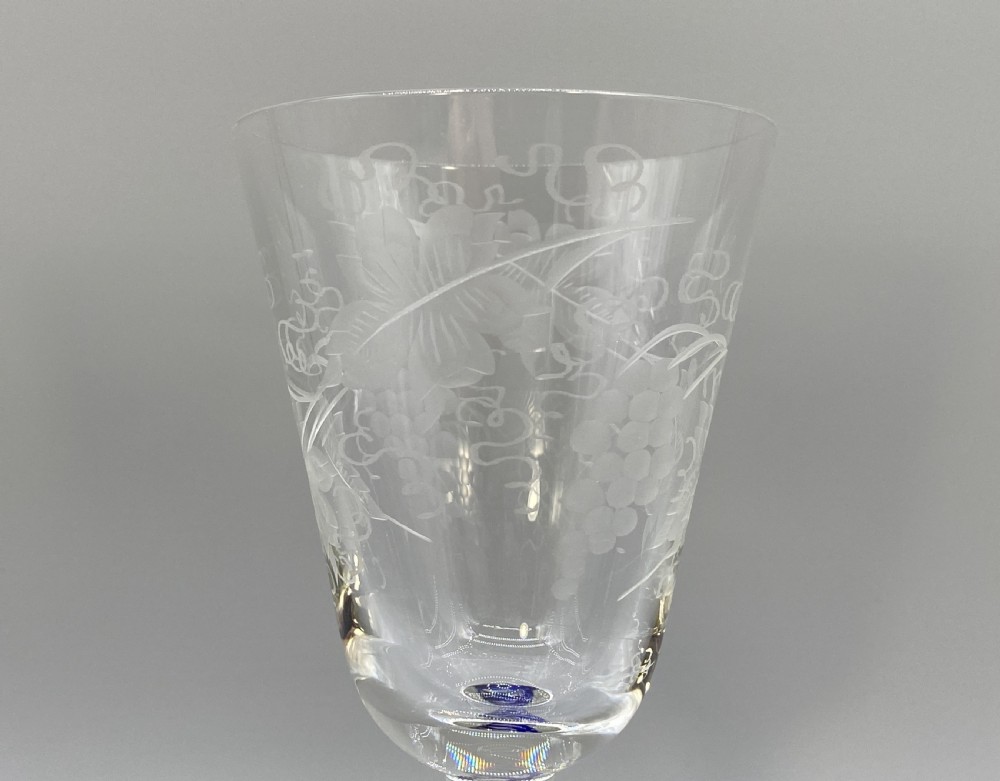Quality Pair 19th-Century Georgian Style Blue Twist Hand-Blown Wine Glass x 2 View VI