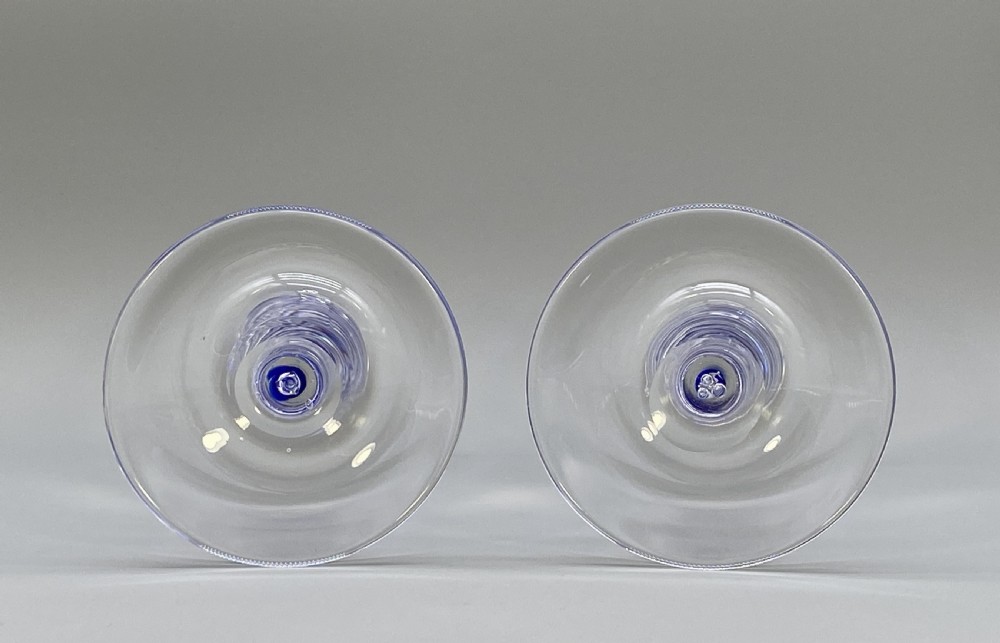 Quality Pair 19th-Century Georgian Style Blue Twist Hand-Blown Wine Glass x 2 View XIII