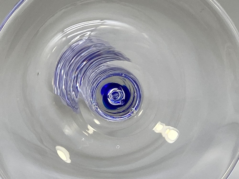 Quality Pair 19th-Century Georgian Style Blue Twist Hand-Blown Wine Glass x 2 View XIV