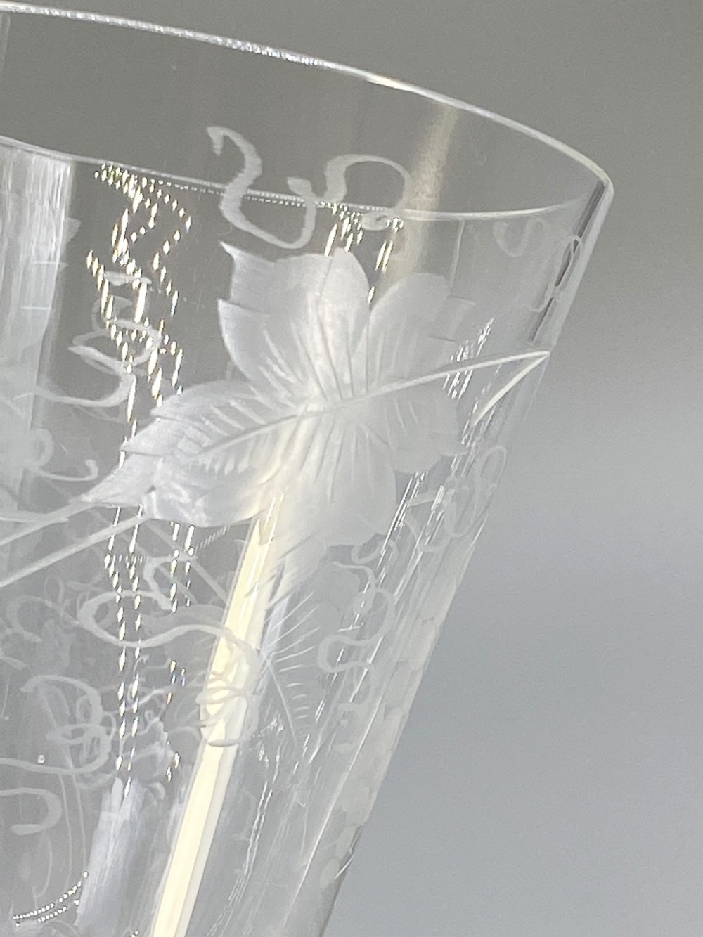 Quality Pair 19th-Century Georgian Style Blue Twist Hand-Blown Wine Glass x 2 View XV