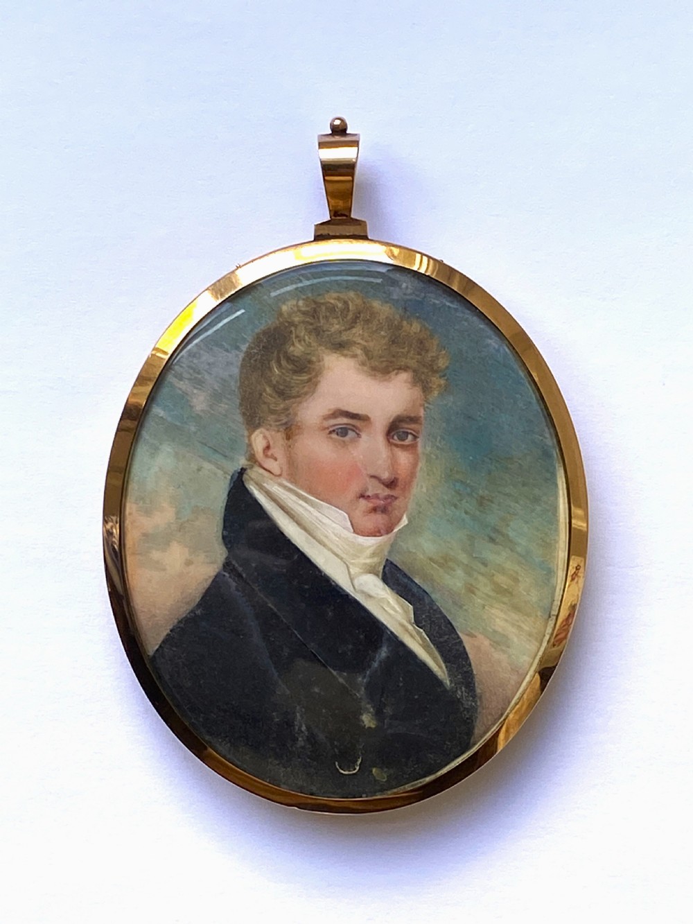 RARE 9ct-GOLD PEARL SET GEORGIAN MILITARY PORTRAIT MINIATURE Sir William Barnard View II