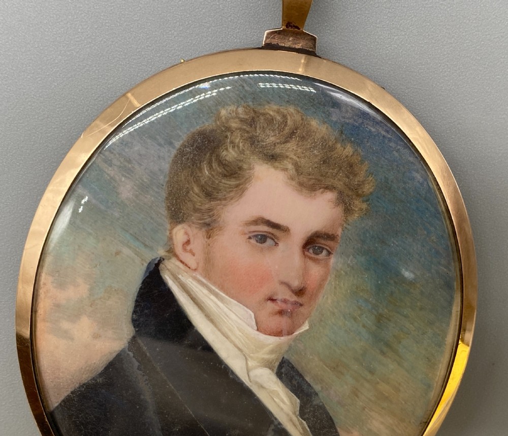 RARE 9ct-GOLD PEARL SET GEORGIAN MILITARY PORTRAIT MINIATURE Sir William Barnard View VIII