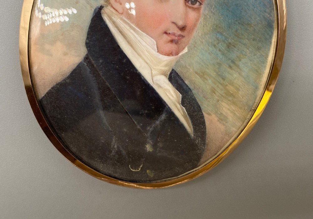 RARE 9ct-GOLD PEARL SET GEORGIAN MILITARY PORTRAIT MINIATURE Sir William Barnard View IX