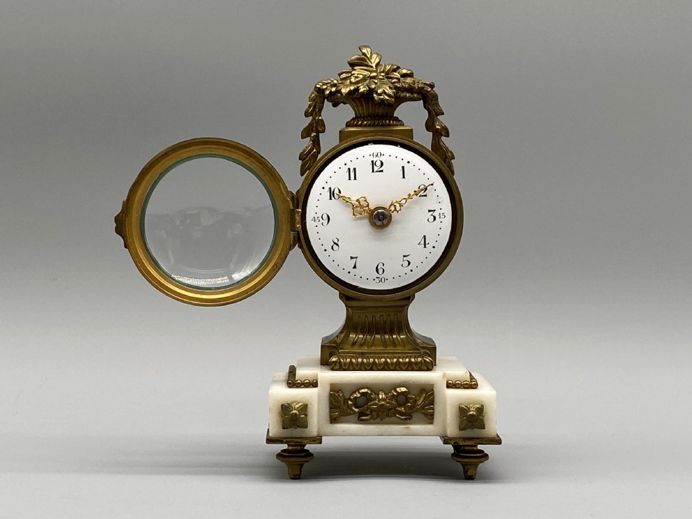 c. 1870 RARE & SUPERB FRENCH MINIATURE BRONZE ORMOLU TIMEPIECE CLOCK SWISS MOVT View V