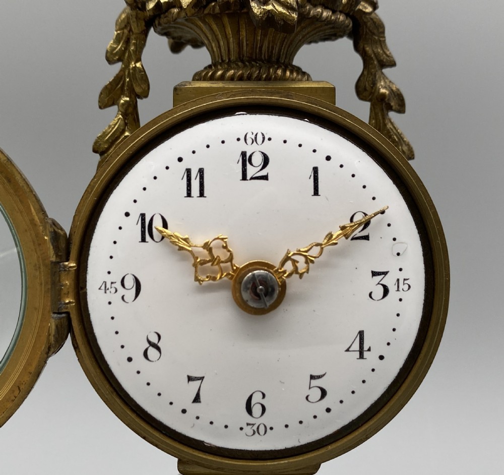 c. 1870 RARE & SUPERB FRENCH MINIATURE BRONZE ORMOLU TIMEPIECE CLOCK SWISS MOVT View VI