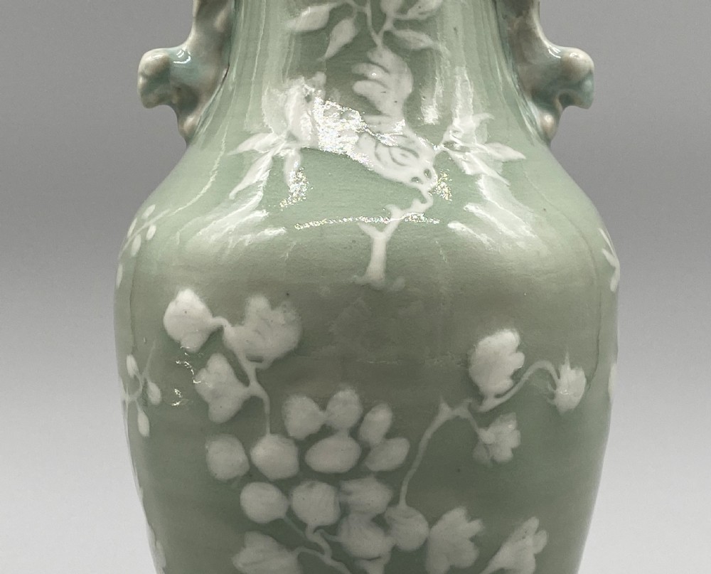 Superb 18th-Century Chinese Qing Dynasty Celadon Ground Orchids Vase View XII