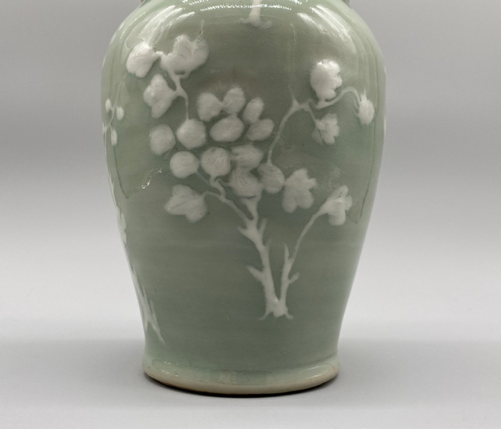 Superb 18th-Century Chinese Qing Dynasty Celadon Ground Orchids Vase View XIII