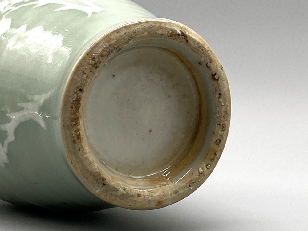 Superb 18th-Century Chinese Qing Dynasty Celadon Ground Orchids Vase View XX