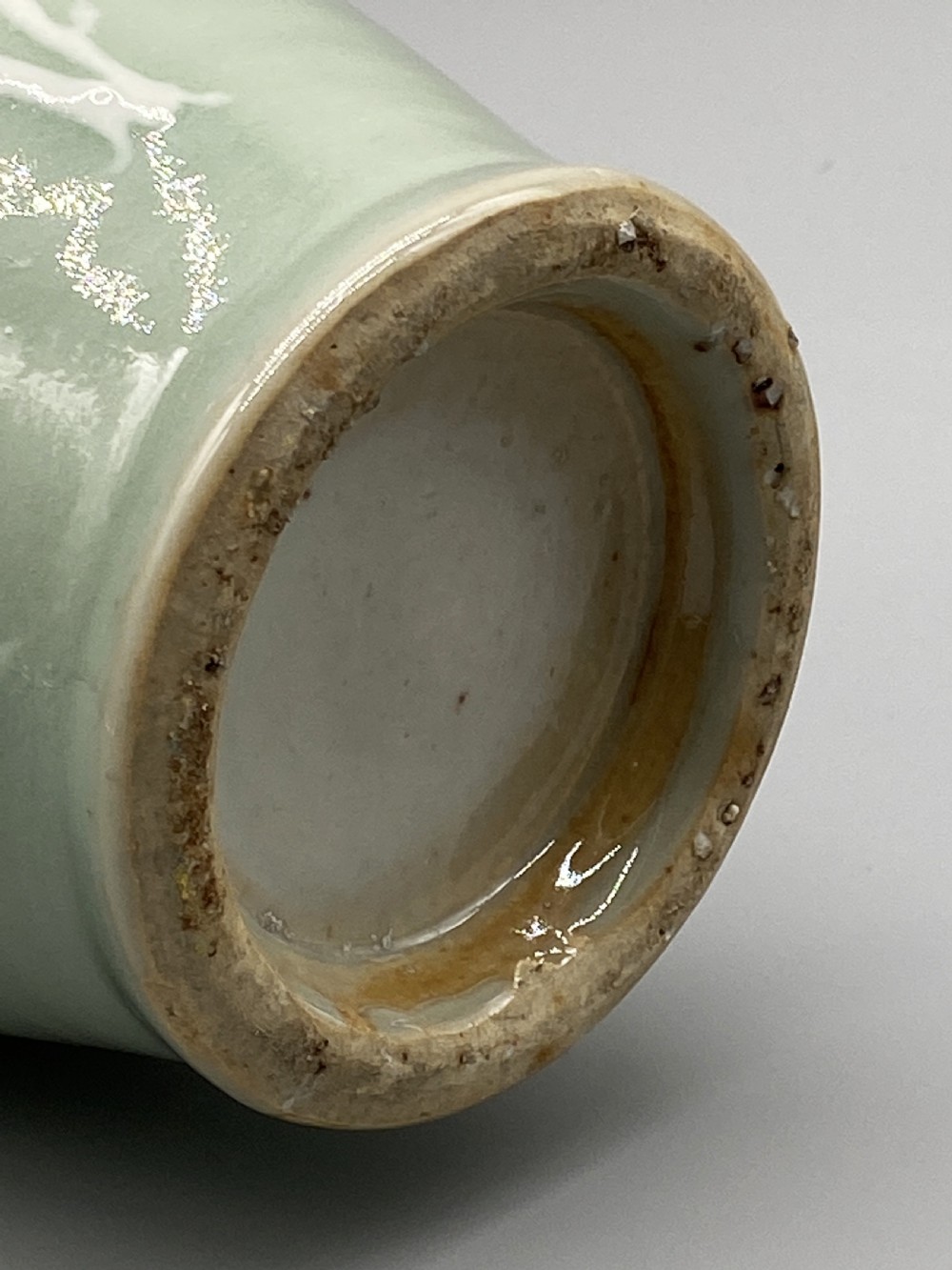 Superb 18th-Century Chinese Qing Dynasty Celadon Ground Orchids Vase View XXI