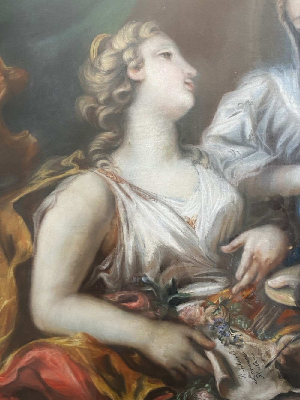 c. 1820 Large Superb Renaissance Portrait Painting Gouache & Pastel Early 19thC View IV