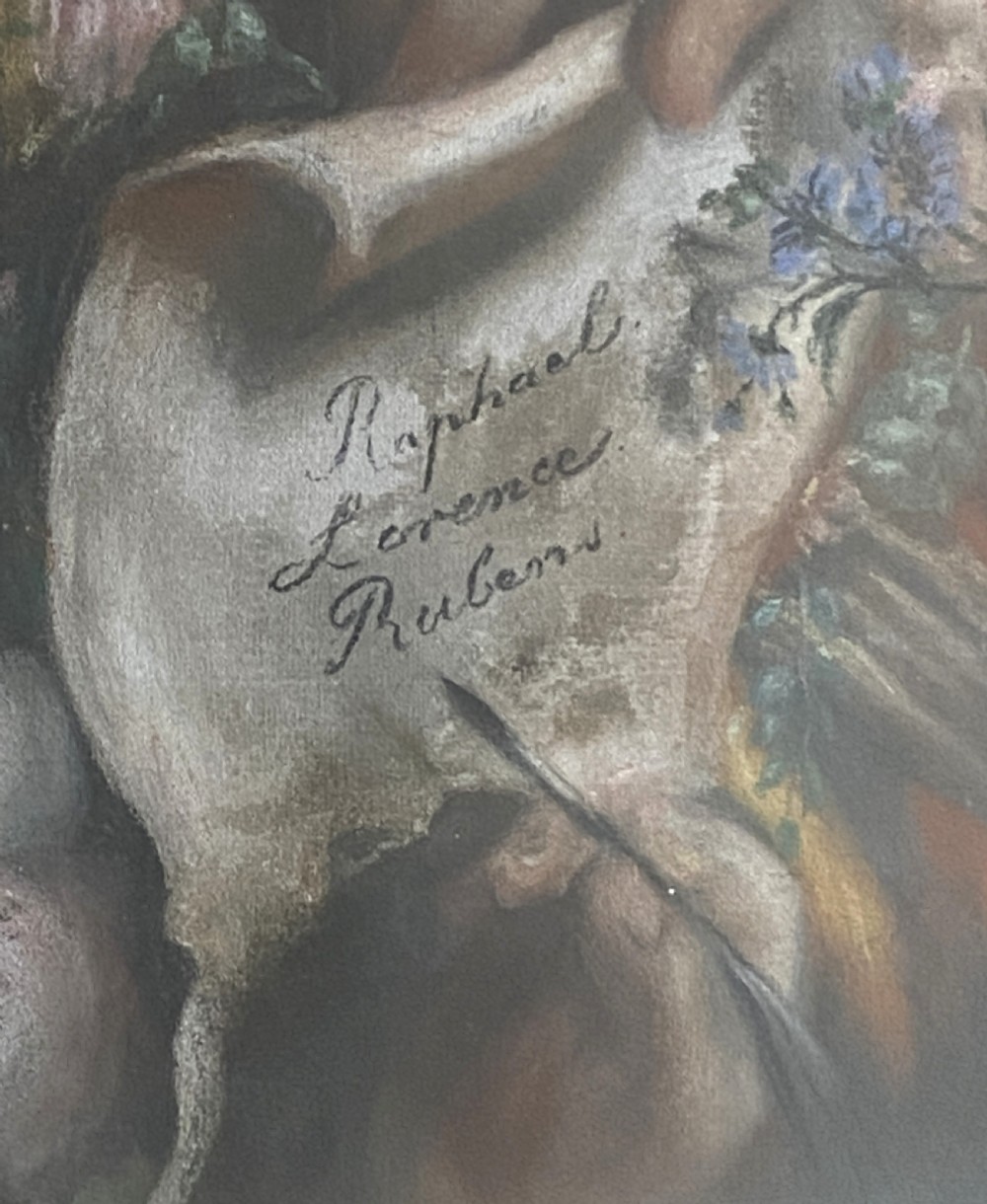 c. 1820 Large Superb Renaissance Portrait Painting Gouache & Pastel Early 19thC View VI