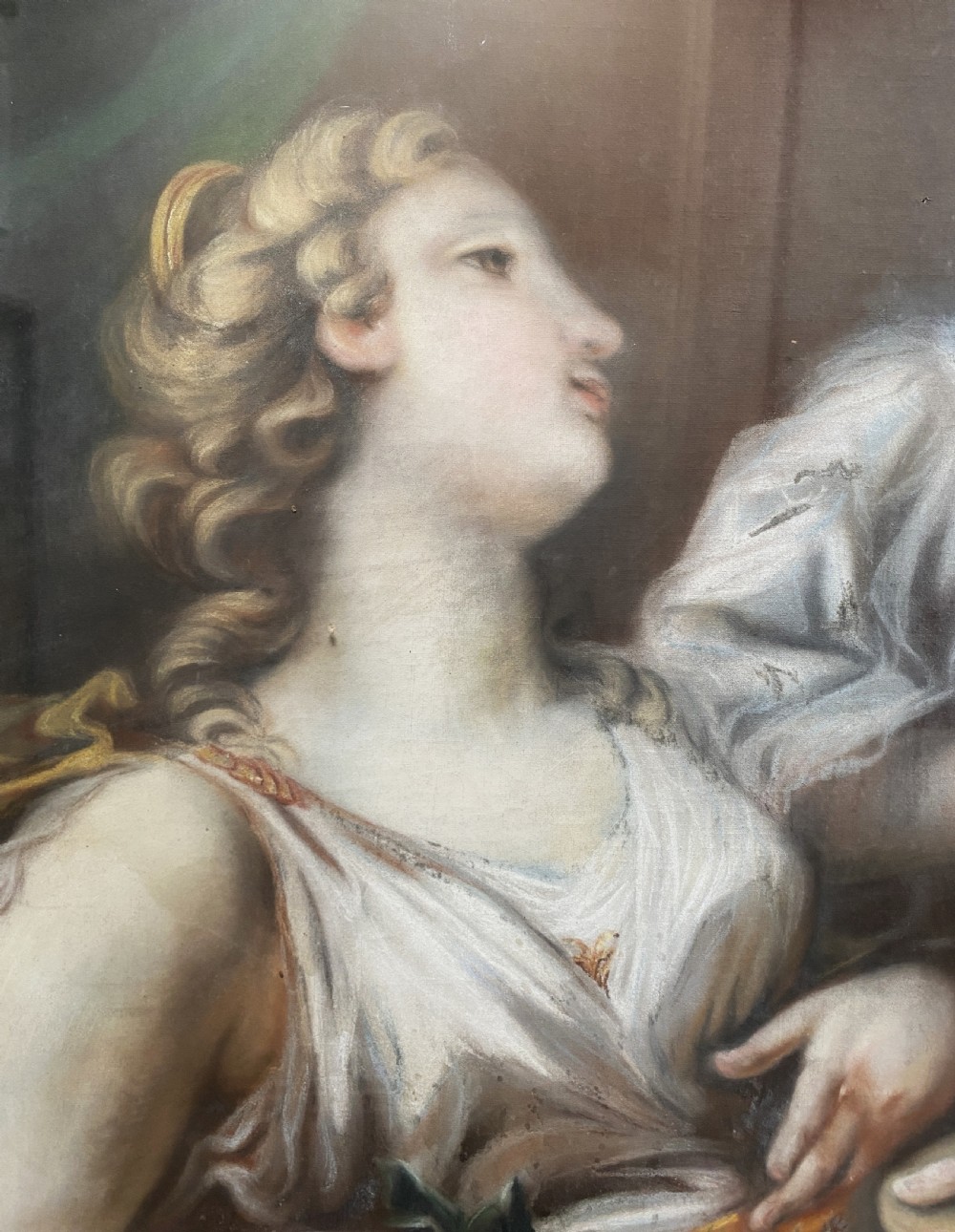 c. 1820 Large Superb Renaissance Portrait Painting Gouache & Pastel Early 19thC View VII