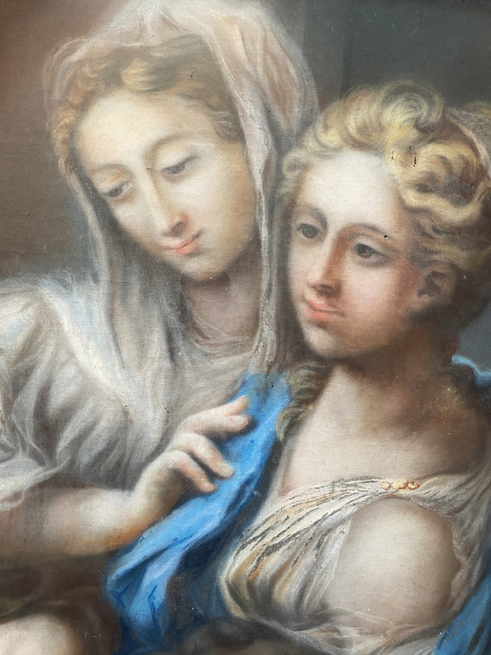 c. 1820 Large Superb Renaissance Portrait Painting Gouache & Pastel Early 19thC View IX