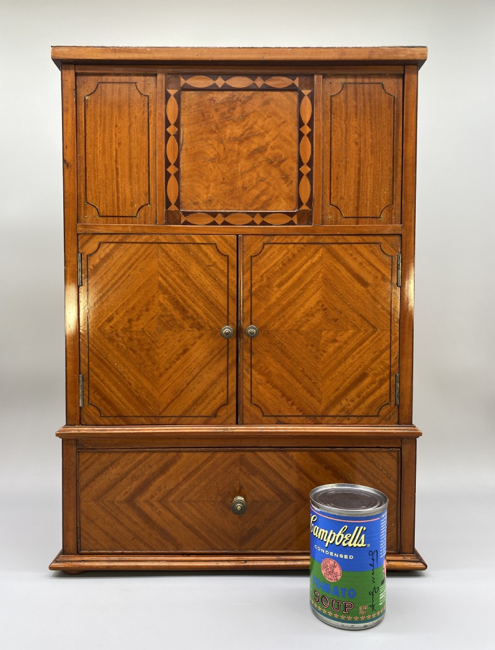 Finest Quality English Edwardian Antique Satinwood Smokers Collectors Cabinet View II