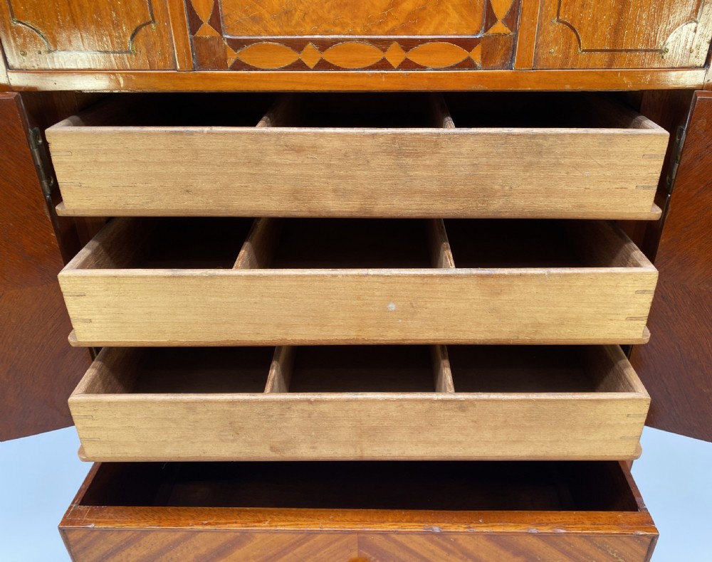 Finest Quality English Edwardian Antique Satinwood Smokers Collectors Cabinet View VIII
