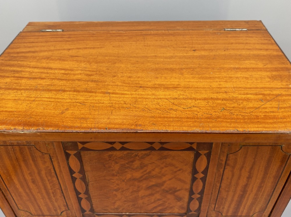 Finest Quality English Edwardian Antique Satinwood Smokers Collectors Cabinet View X