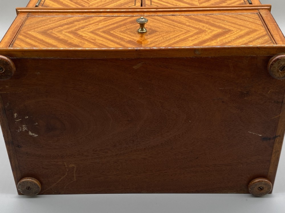 Finest Quality English Edwardian Antique Satinwood Smokers Collectors Cabinet View XV