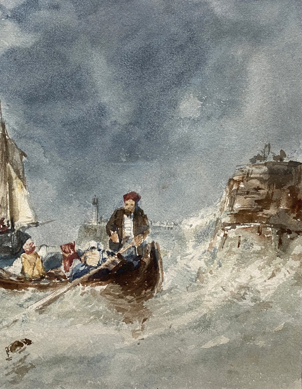 William Roxby Beverley (1811-1889) Fine Watercolour Painting Rough Seas Maritime View III