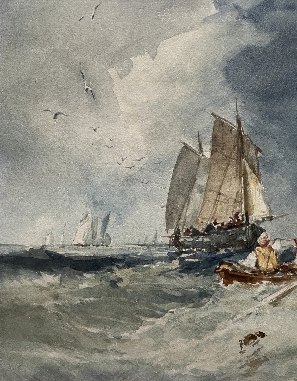 William Roxby Beverley (1811-1889) Fine Watercolour Painting Rough Seas Maritime View VII