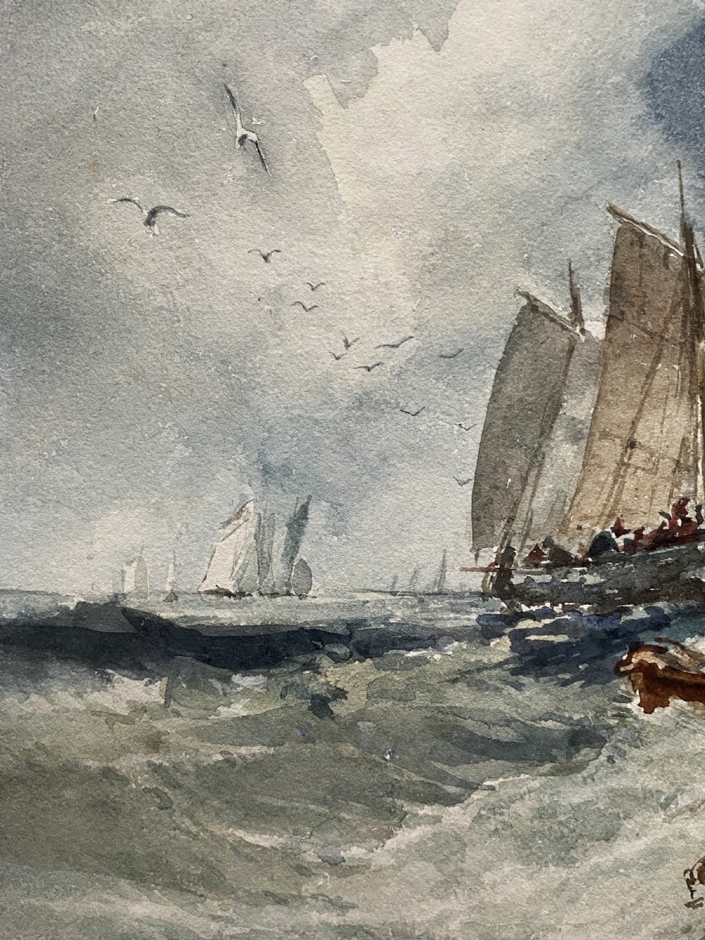 William Roxby Beverley (1811-1889) Fine Watercolour Painting Rough Seas Maritime View VIII