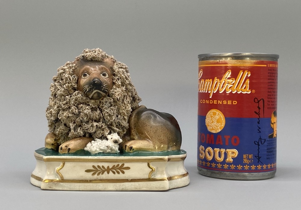 c. 1840 Lion and Lamb By John and Rebecca Lloyd Staffordshire Pottery Figurine View III