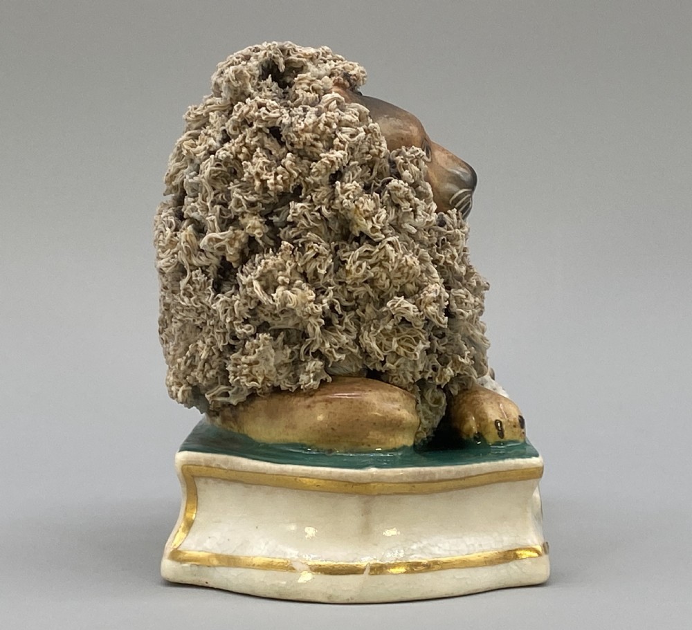 c. 1840 Lion and Lamb By John and Rebecca Lloyd Staffordshire Pottery Figurine View V