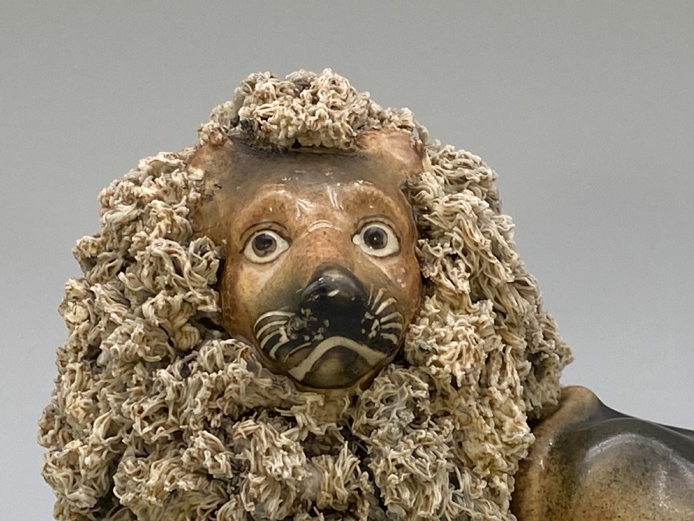 c. 1840 Lion and Lamb By John and Rebecca Lloyd Staffordshire Pottery Figurine View XI