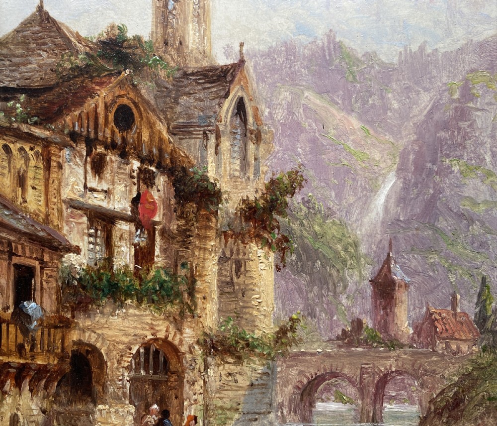 Felice Auguste Rezia (1835-1907) Italian Landscape Oil on Panel Painting (1of2) View V