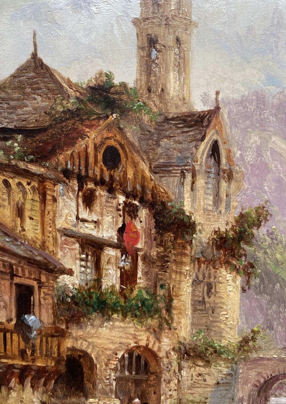 Felice Auguste Rezia (1835-1907) Italian Landscape Oil on Panel Painting (1of2) View VII