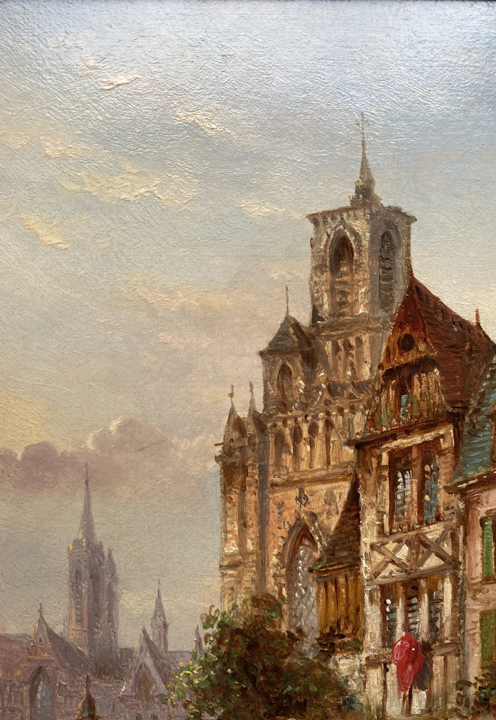 Felice Auguste Rezia (1835-1907) Market Day Cityscape Oil Painting (1of2) View IV