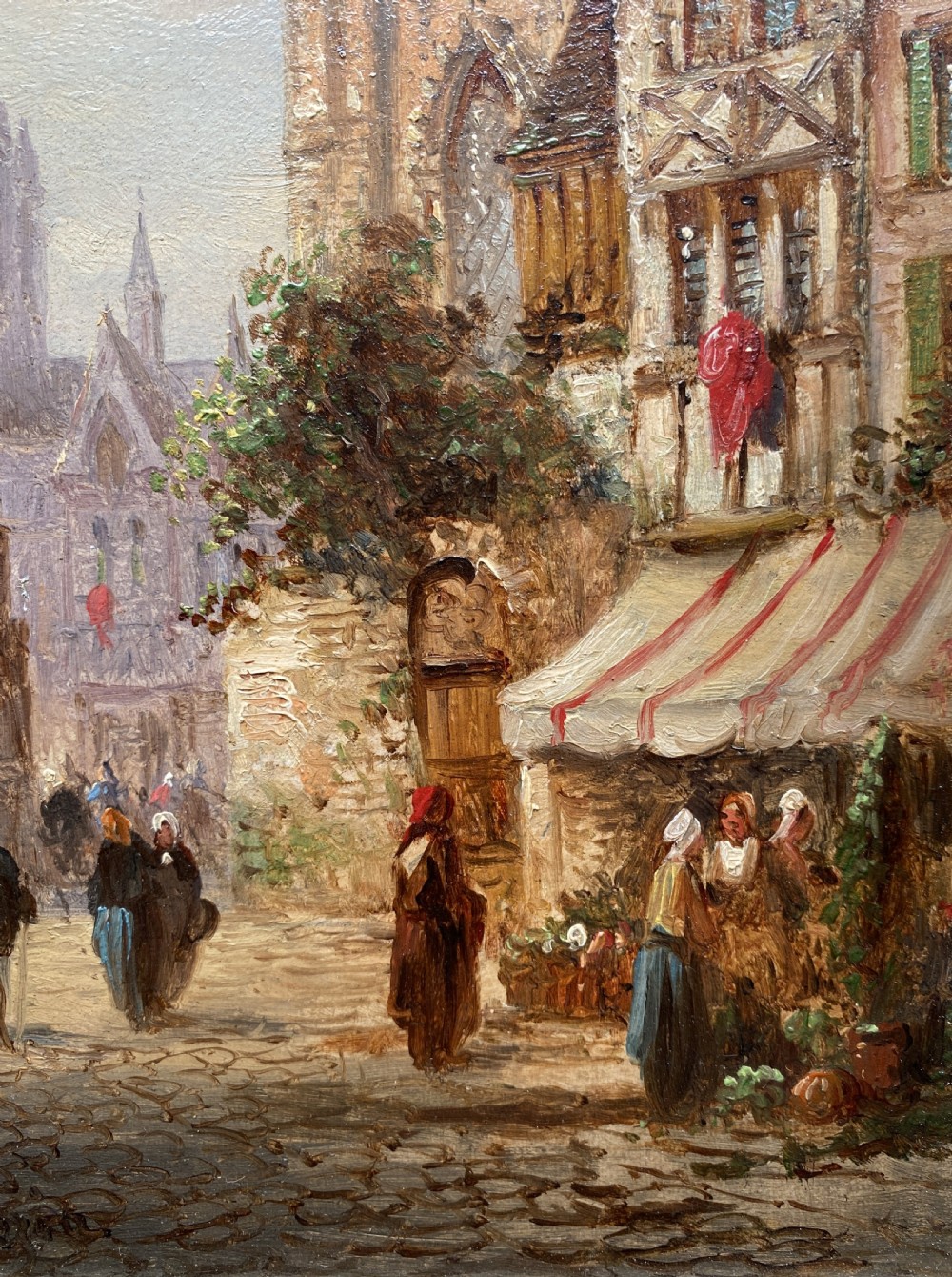 Felice Auguste Rezia (1835-1907) Market Day Cityscape Oil Painting (1of2) View IX