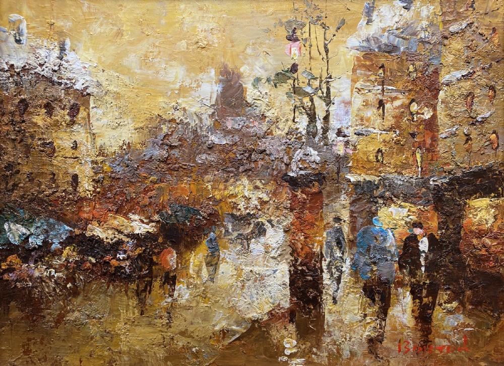 c. 1960 Superb Post-Impressionist Cityscape Oil and Impasto Painting (1 of 2) View II