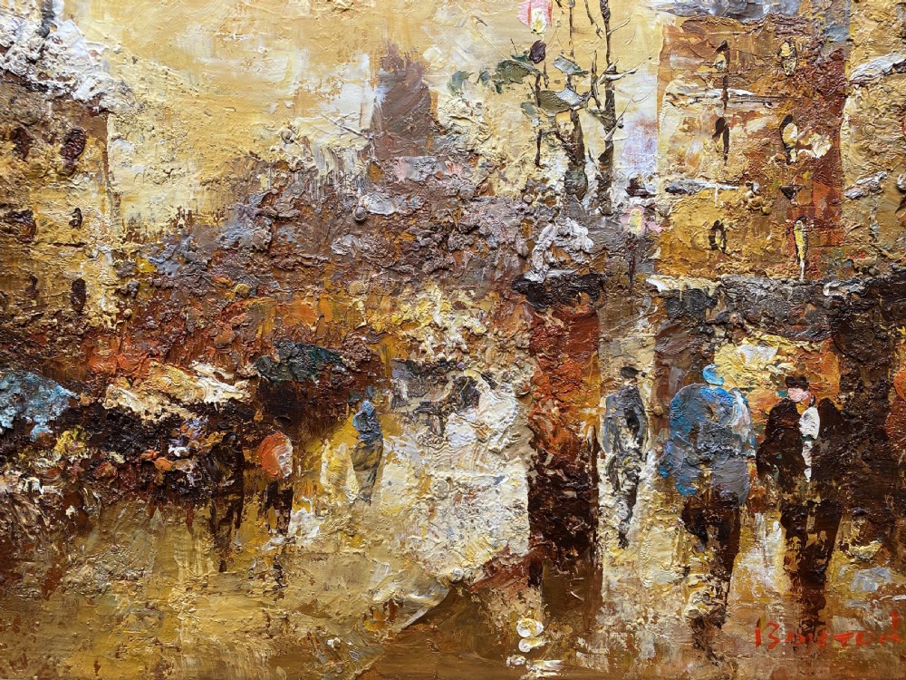 c. 1960 Superb Post-Impressionist Cityscape Oil and Impasto Painting (1 of 2) View III