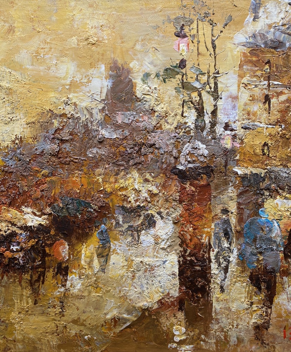 c. 1960 Superb Post-Impressionist Cityscape Oil and Impasto Painting (1 of 2) View V