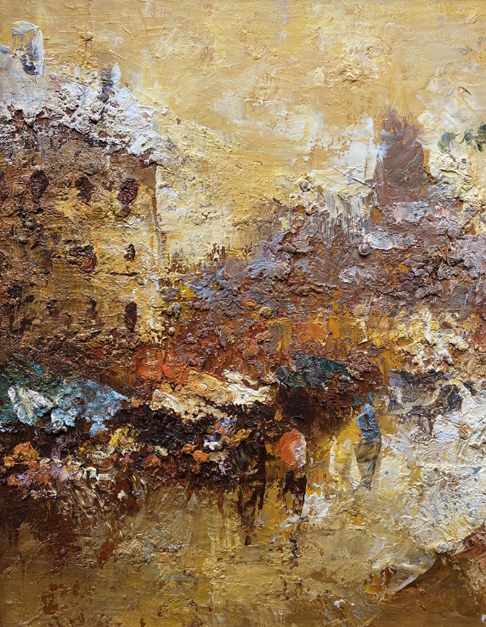 c. 1960 Superb Post-Impressionist Cityscape Oil and Impasto Painting (1 of 2) View VI