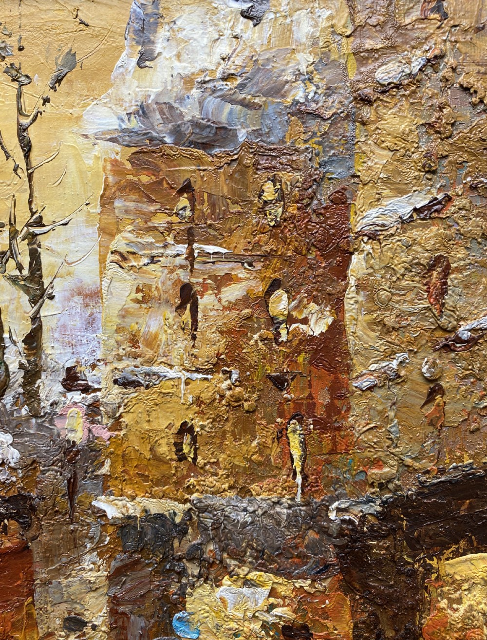 c. 1960 Superb Post-Impressionist Cityscape Oil and Impasto Painting (1 of 2) View XI