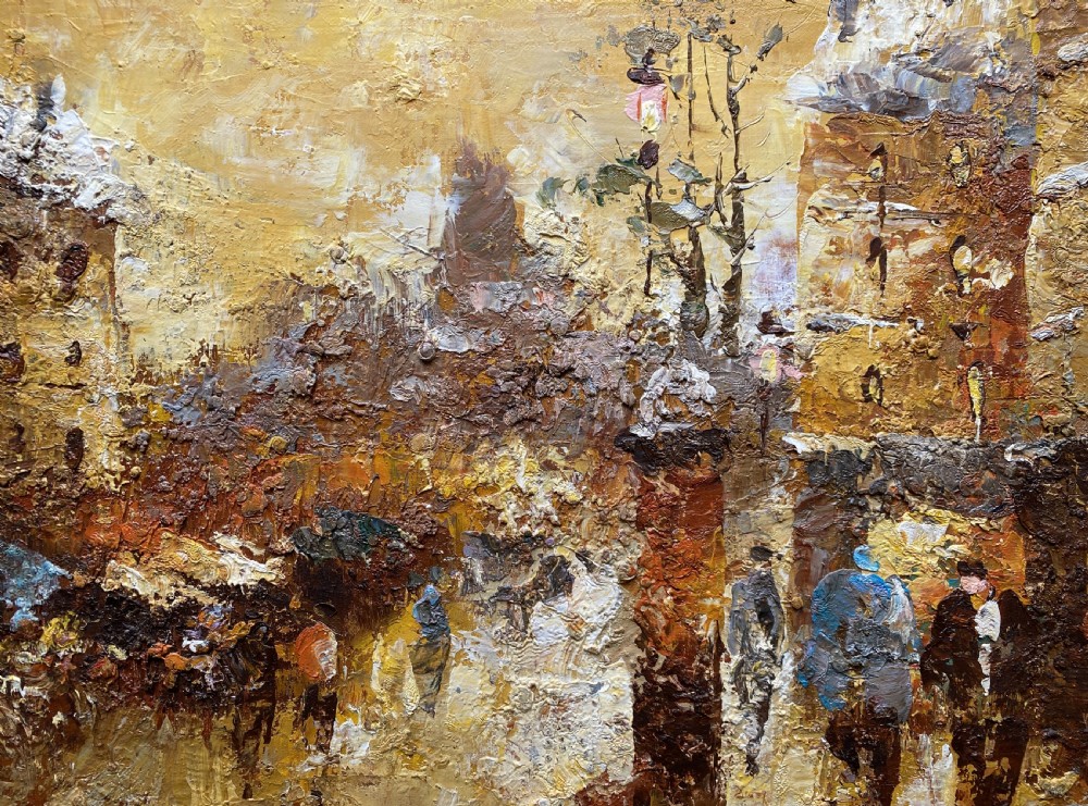 c. 1960 Superb Post-Impressionist Cityscape Oil and Impasto Painting (1 of 2) View XII