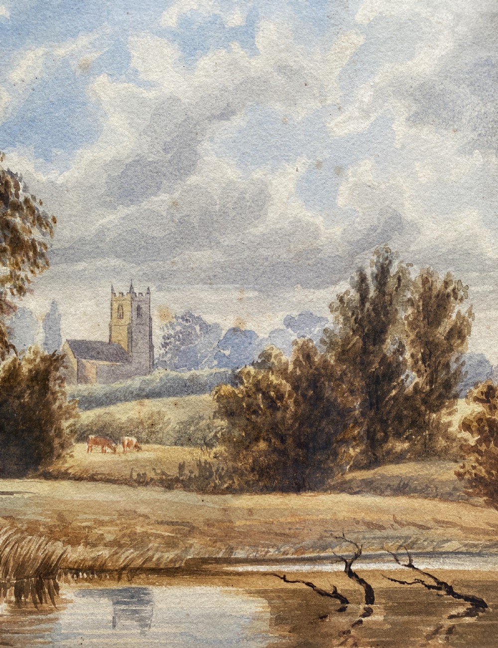 19th Century Antique British School Farming Landscape Watercolour Painting View III