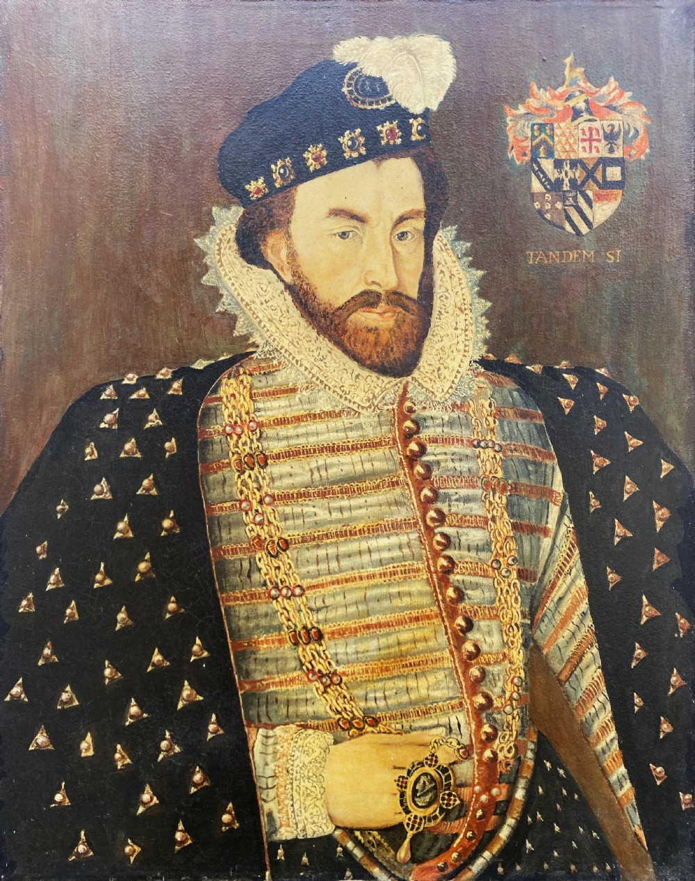 Primitive 17th-Century Style Nobleman Oil on Canvas Portrait Painting circa 1960s View XI