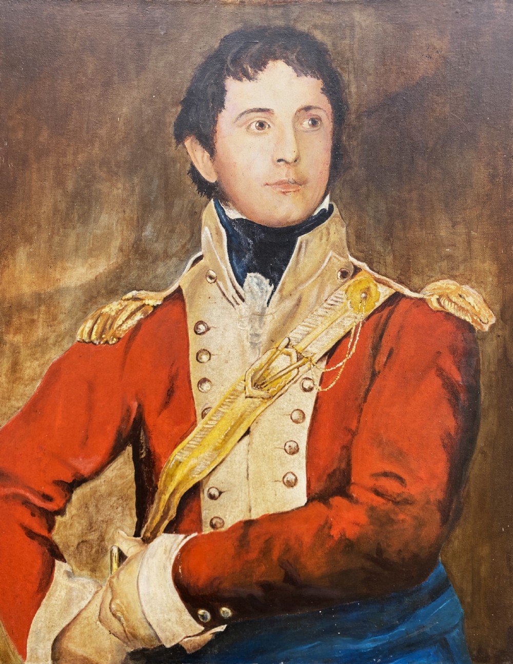 Primitive 17th-Century Style Aristocratic Gent Oil Portrait Painting circa 1960 View IX