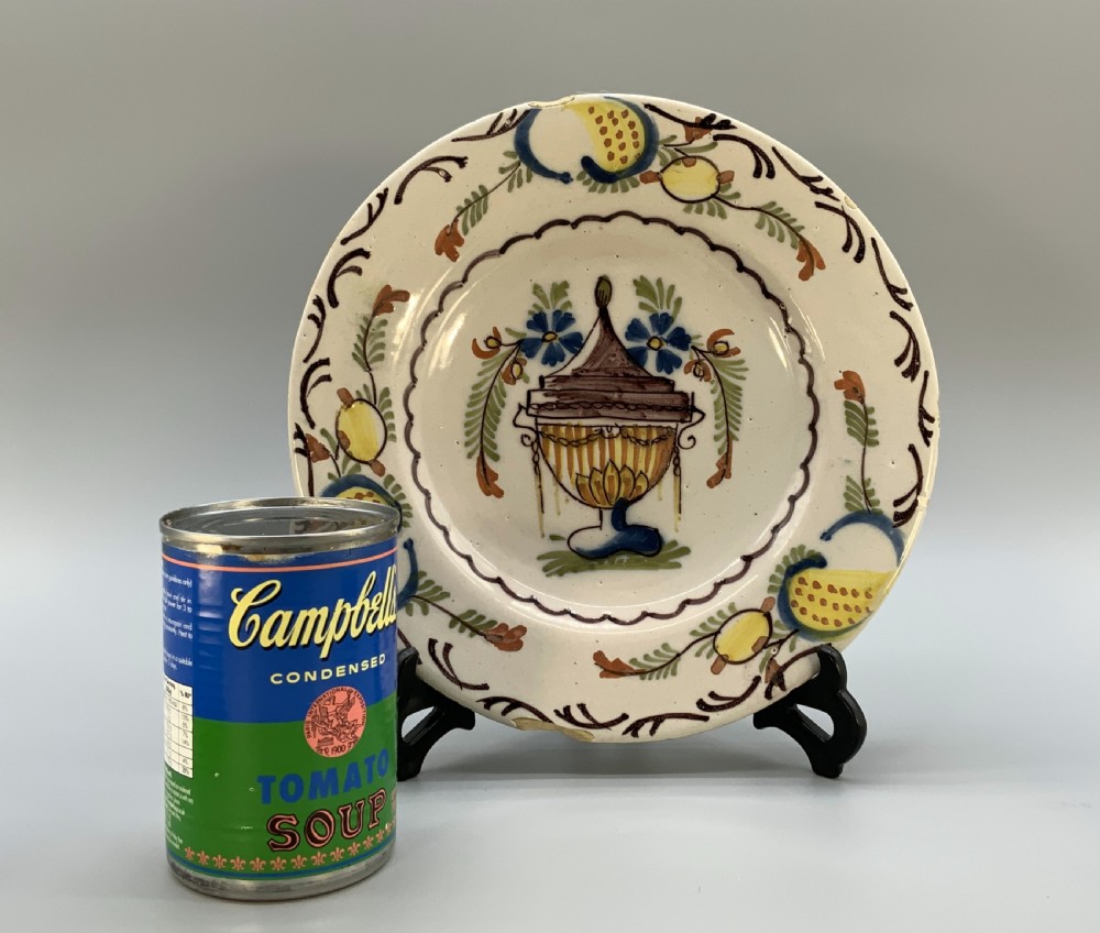 Gorgeous 18th-Century Dutch Delft Manganese and Polychrome Charger Plate View II