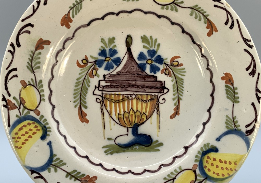 Gorgeous 18th-Century Dutch Delft Manganese and Polychrome Charger Plate View VII