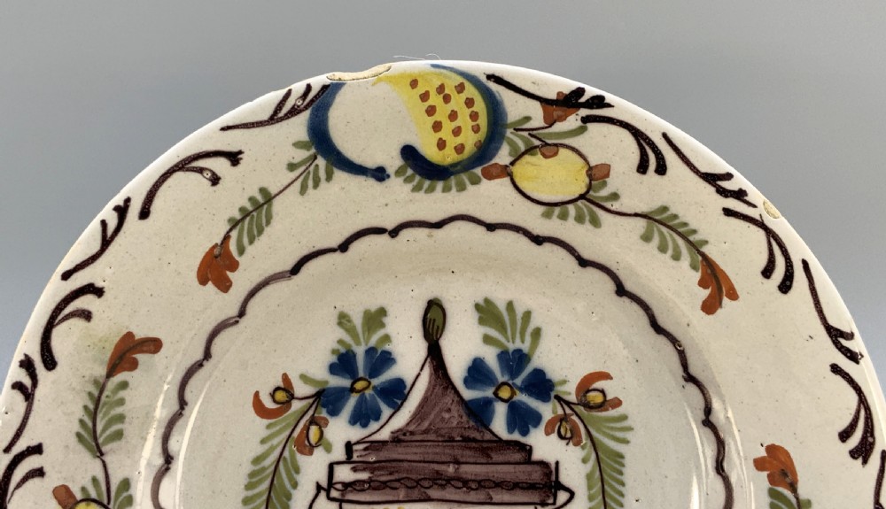 Gorgeous 18th-Century Dutch Delft Manganese and Polychrome Charger Plate View VIII