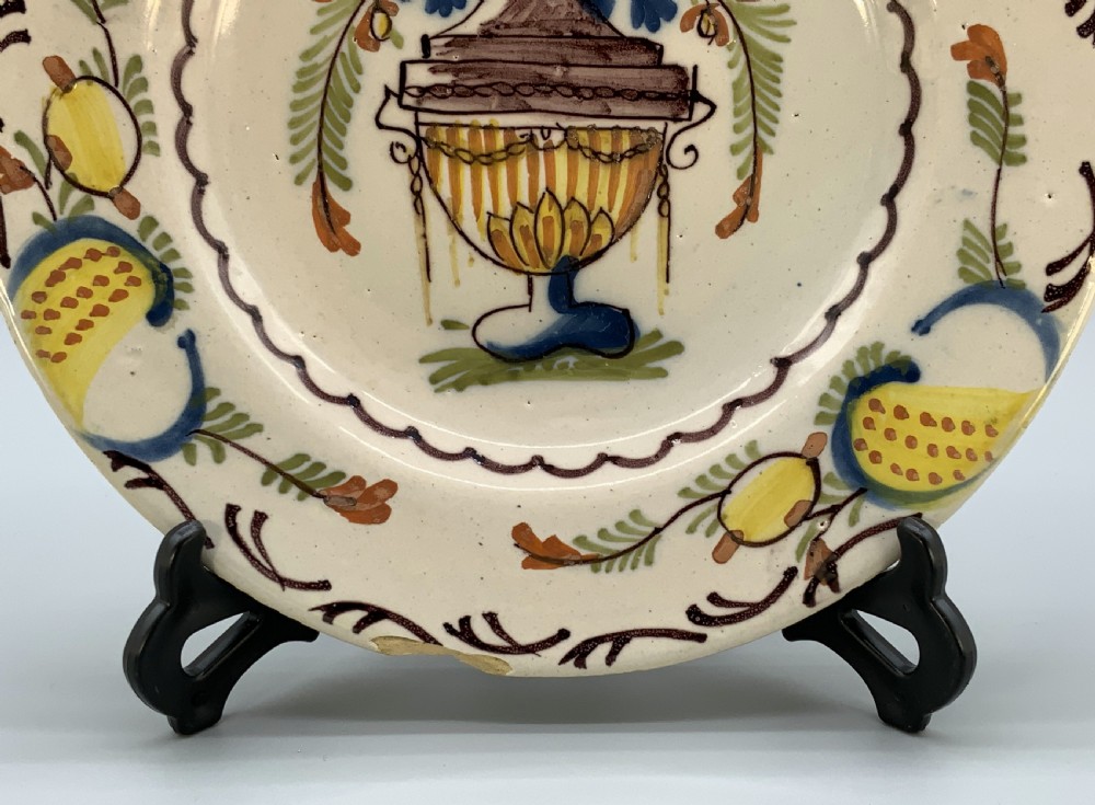 Gorgeous 18th-Century Dutch Delft Manganese and Polychrome Charger Plate View IX