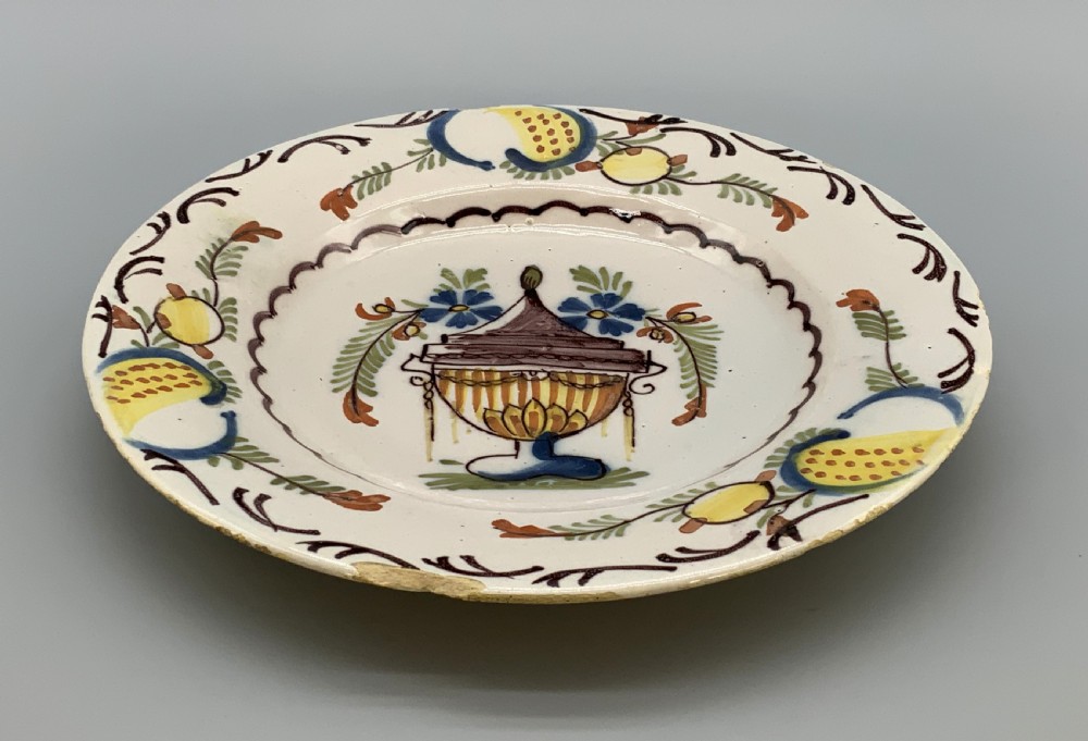 Gorgeous 18th-Century Dutch Delft Manganese and Polychrome Charger Plate View XIII