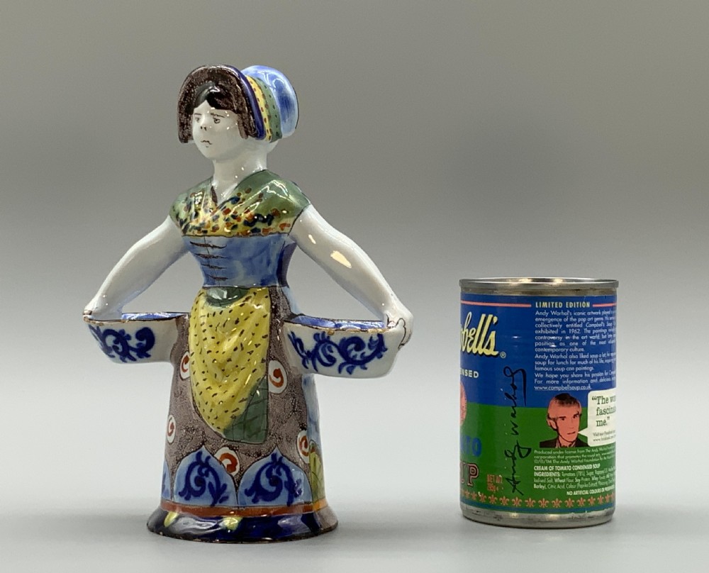 Rare 19th-Century French Polychrome Faience Delft Double Salt Cellar Saleron View II
