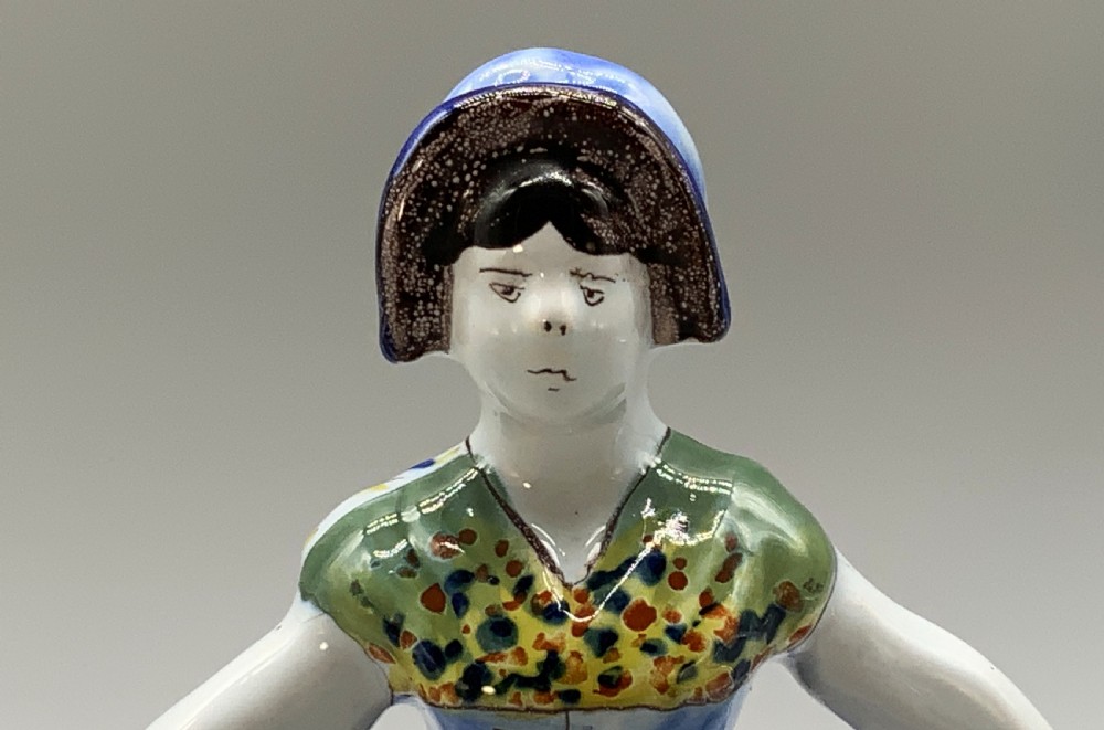 Rare 19th-Century French Polychrome Faience Delft Double Salt Cellar Saleron View VII