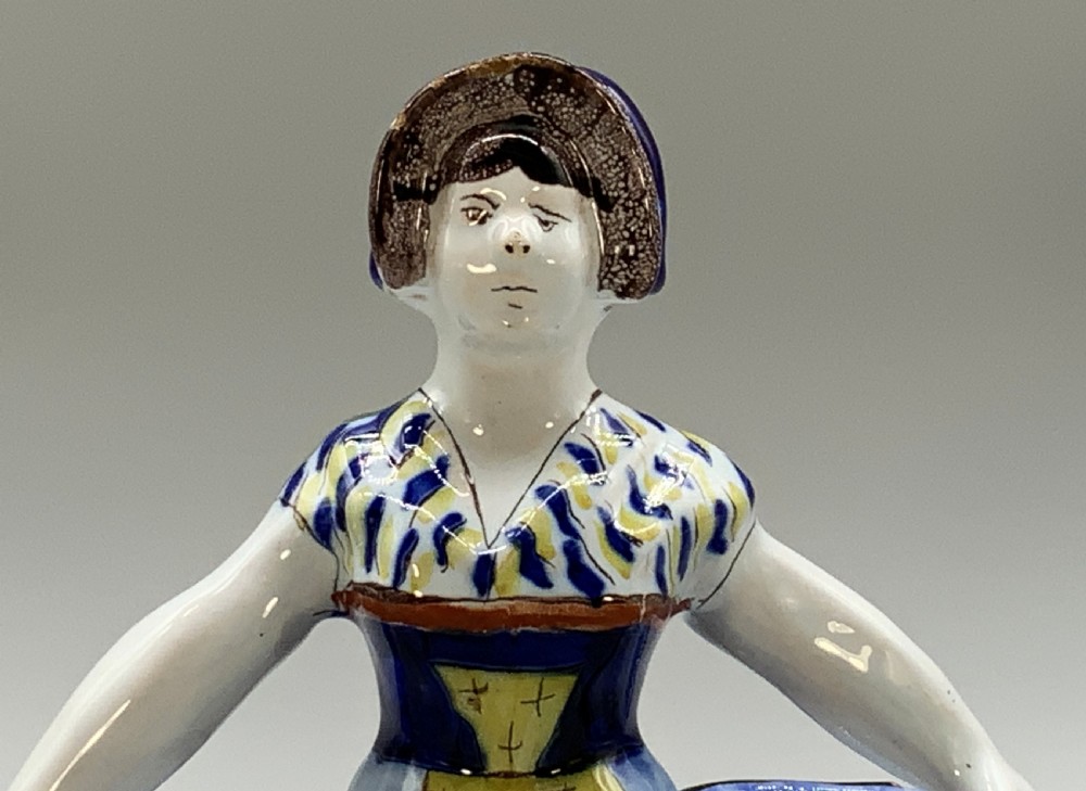 Rare 19th-Century French Polychrome Faience Delft Double Salt Cellar Saleron View IX